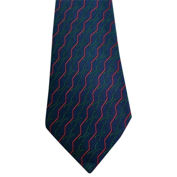 Hermès Navy Printed Silk Twill Tie - Picture 1 of 3